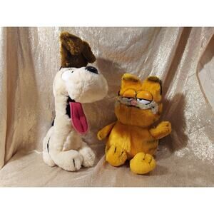 Vintage 1981, 1983 Odie & Garfield Plush Toys United Feature Syndicate Fun Farm